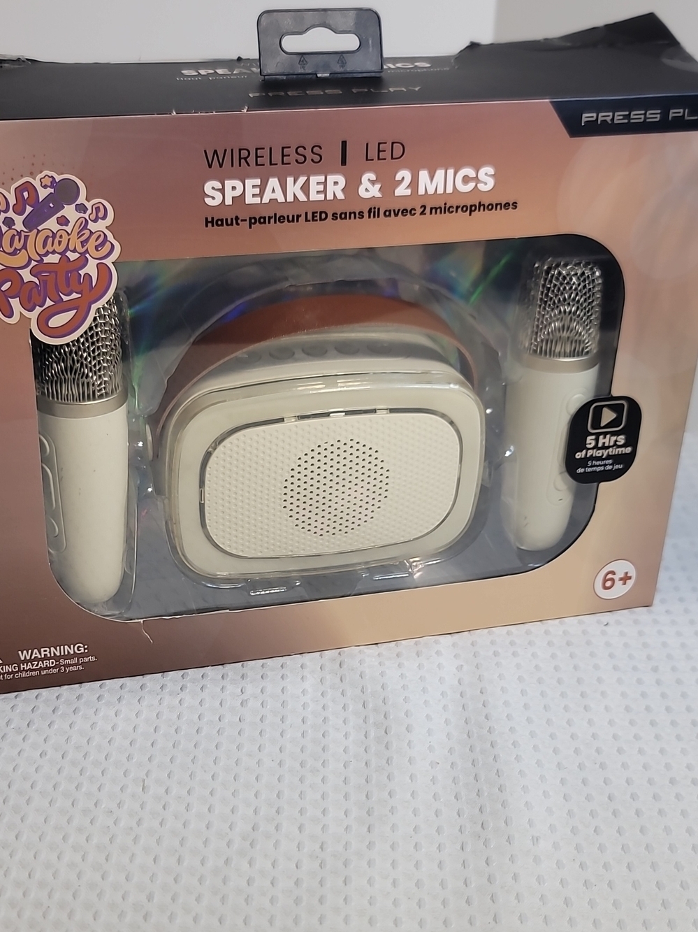 Portable Wireless LED Speaker with Dual Mics - Cream